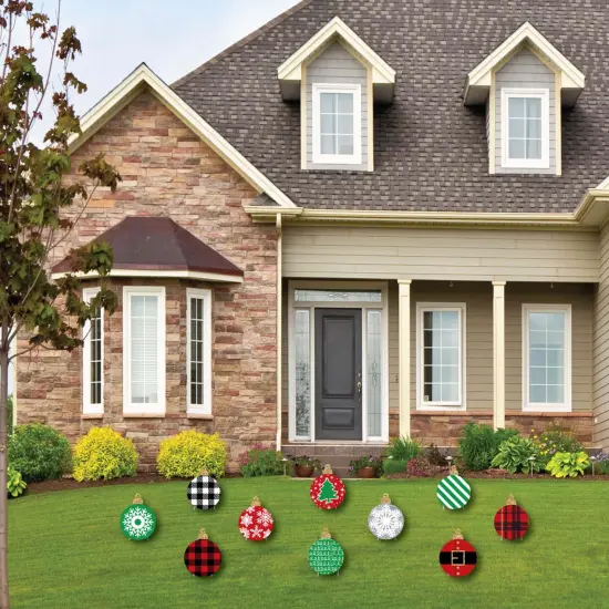 Big Dot of Happiness Black, Red and Green Ornaments - Lawn Decorations - Outdoor Holiday and Christmas Yard Decorations - 10 Piece {3}