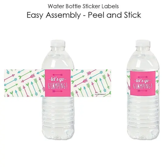 Big Dot of Happiness Let's Go Glamping - Camp Glamp Party or Birthday Party Water Bottle Sticker Labels - Set of 20 {3}