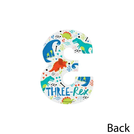 Big Dot of Happiness 3rd Birthday Roar Dinosaur - Three Shaped Decorations DIY Three Rex Dino Third Birthday Party Essentials - Set of 20 {4}