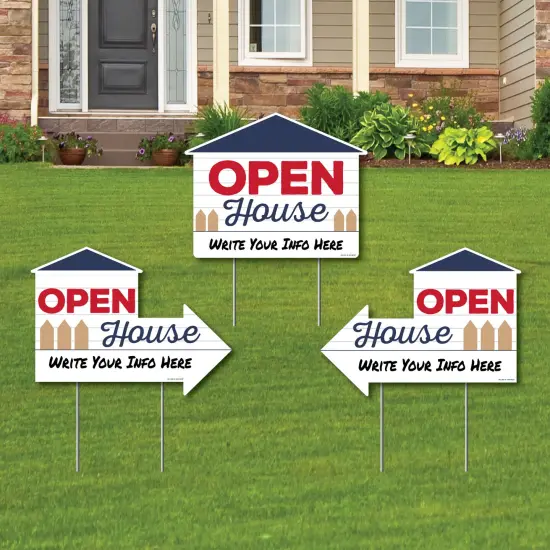 Big Dot of Happiness Open House - Real Estate Yard Sign with Stakes - Double Sided Outdoor Lawn Sign - Set of 3 {1}