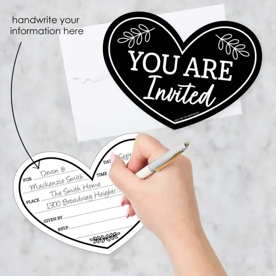 Big Dot of Happiness Mr. and Mrs. - Shaped Fill-In Invitations - Black and White Wedding or Bridal Shower Invitation Cards with Envelopes - Set of 12 {3}
