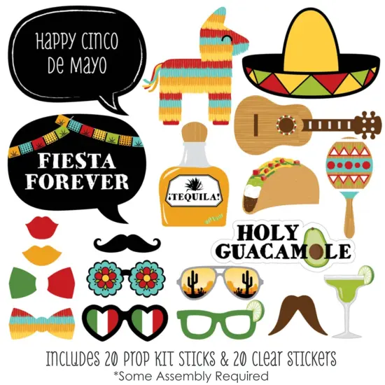 Big Dot of Happiness Cinco de Mayo - Fiesta Photo Booth Props Kit - 20 Count {3}