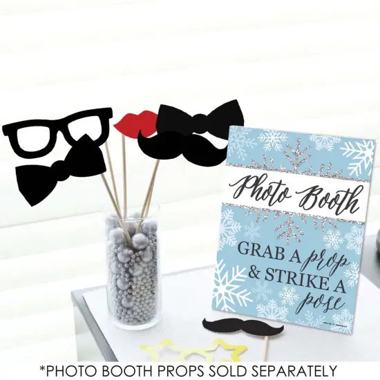 Big Dot of Happiness Winter Wonderland Photo Booth Sign - Winter Party Decor - Printed on Sturdy Plastic - 10.5 x 13.75" Sign with Stand - 1 Piece {3}