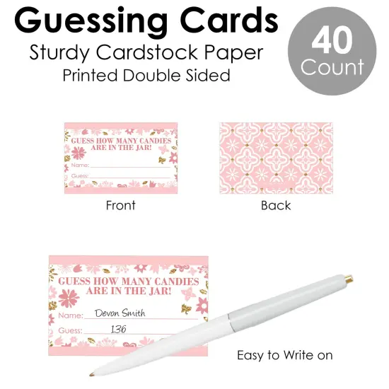 Big Dot of Happiness Mis Quince Anos - How Many Candies Quinceanera Sweet 15 Birthday Party Game - 1 Stand and 40 Cards - Candy Guessing Game {7}