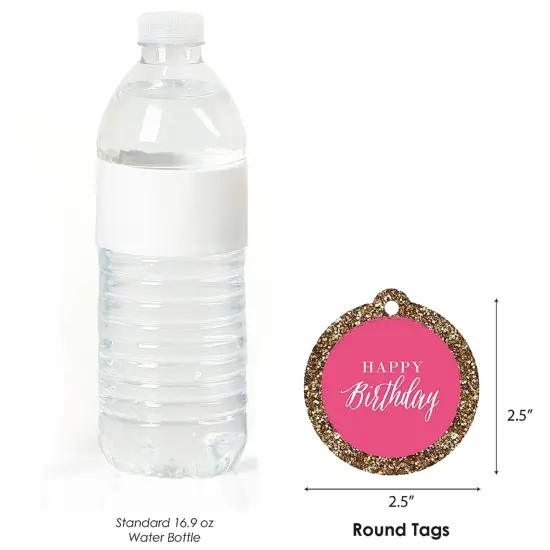 Big Dot of Happiness Chic Happy Birthday - Pink and Gold - Birthday Party Favor Gift Tags (Set of 20) {4}