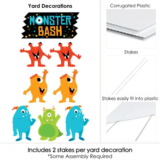 Big Dot of Happiness Monster Bash - Yard Sign & Outdoor Lawn Decorations - Little Monster Birthday Party or Baby Shower Yard Signs - Set of 8 {6}