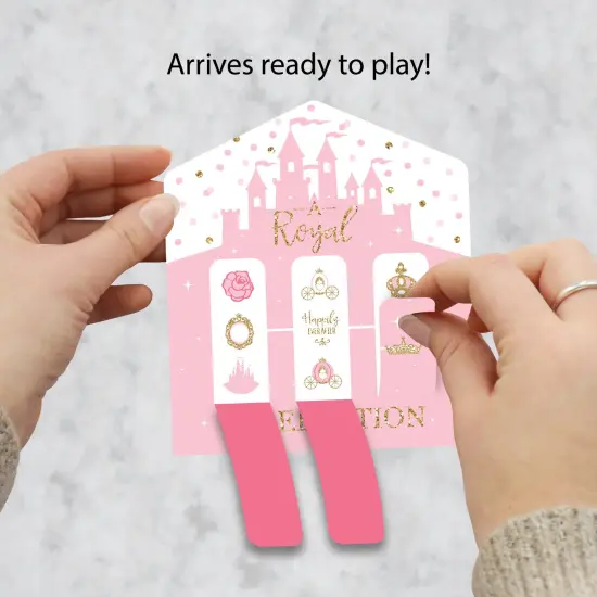 Big Dot of Happiness Little Princess Crown - Pink and Gold Princess Baby Shower or Birthday Party Game Pickle Cards - Pull Tabs 3-in-a-Row - Set of 12 {3}