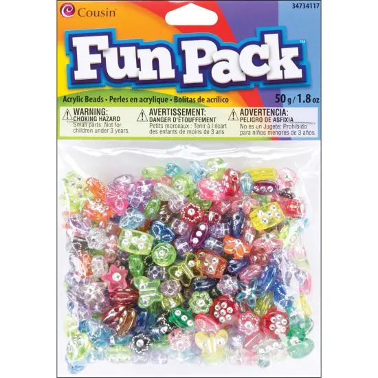 CousinDIY Fun Pack Acrylic Shaped Beads 1.8oz-Assorted W/Rhinestones {1}