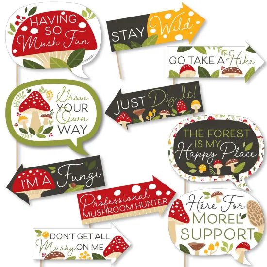 Big Dot of Happiness Funny Wild Mushrooms - Red Toadstool Party Photo Booth Props Kit - 10 Piece {1}