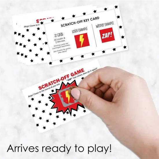 Big Dot of Happiness Bam Superhero - Baby Shower or Birthday Party Game Scratch Off Cards - 22 Count {3}