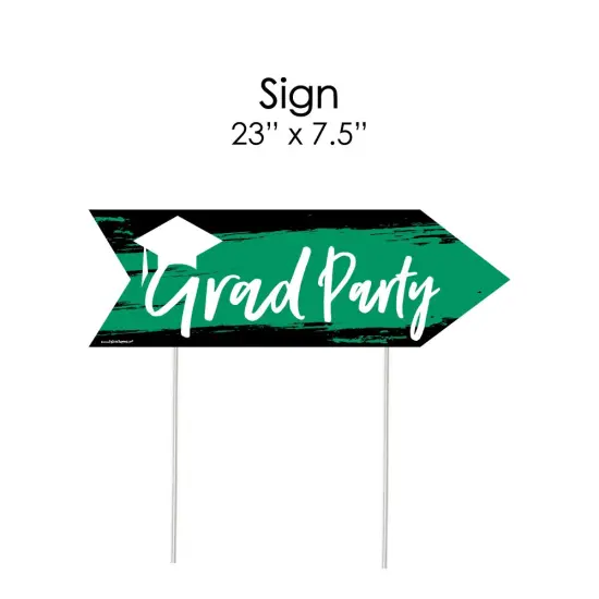 Big Dot of Happiness Green Graduation Party Sign Arrow - Double Sided Directional Yard Signs - Set of 2 {7}