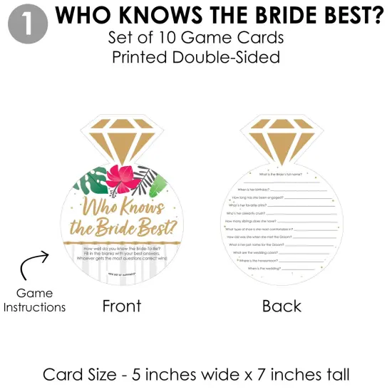 Big Dot of Happiness Last Luau - 4 Bridal Shower Games - 10 Cards Each - Gamerific Bundle {6}