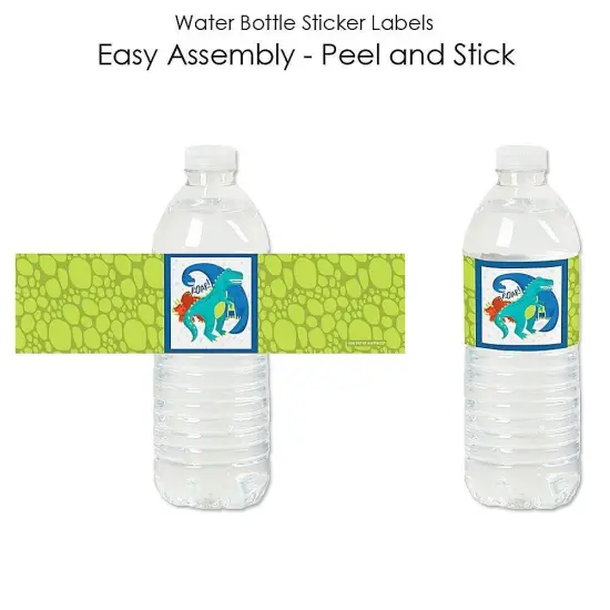 Big Dot of Happiness Roar Dinosaur - Dino Mite T-Rex Baby Shower or Birthday Party Water Bottle Sticker Labels - Set of 20 {3}