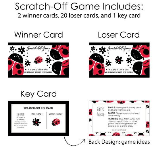 Big Dot of Happiness Happy Little Ladybug - Baby Shower or Birthday Party Game Scratch Off Cards - 22 Count {6}