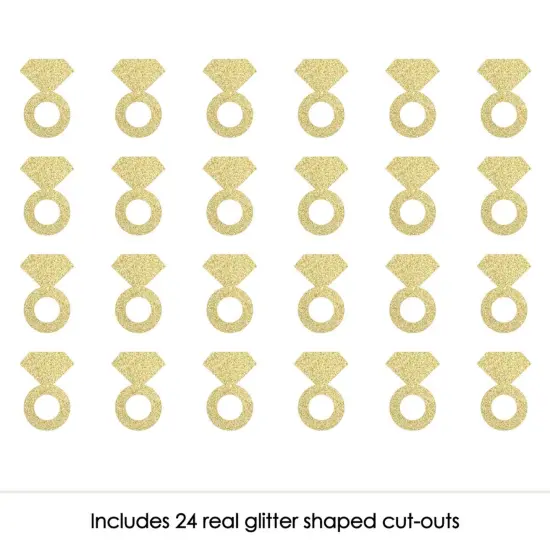 Big Dot of Happiness Gold Glitter Diamond Ring - No-Mess Real Gold Glitter Cut-Outs - Bridal Shower or Bachelorette Party Confetti - Set of 24 {3}