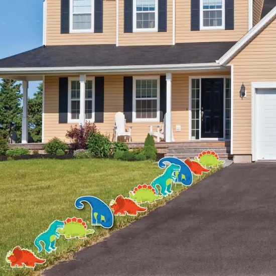 Big Dot of Happiness Roar Dinosaur - T-Rex Triceratops Stegosaurus & Brontosaurus Lawn Decor - Outdoor Baby Shower or Birthday Party Yard Decor -10 Pc {4}