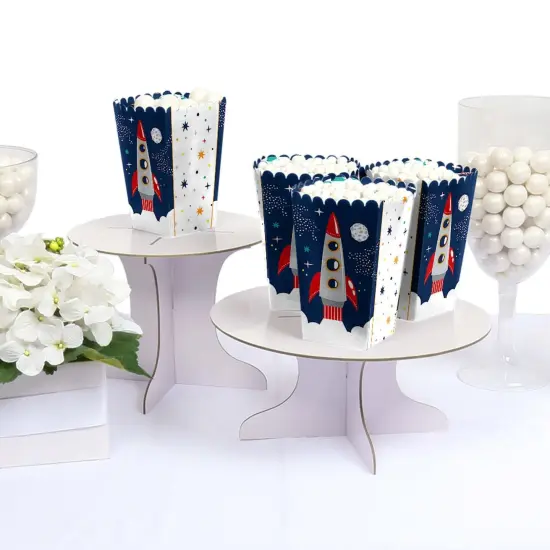 Big Dot of Happiness Blast Off to Outer Space - Rocket Ship Baby Shower or Birthday Party Favor Popcorn Treat Boxes - Set of 12 {6}