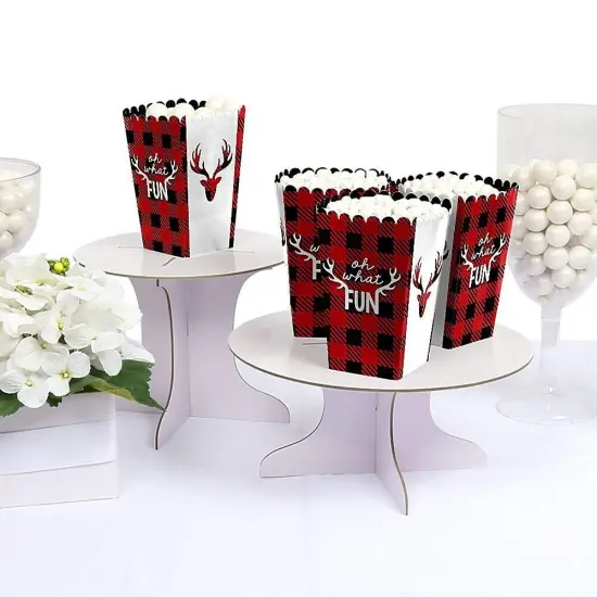Big Dot of Happiness Prancing Plaid - Christmas and Holiday Buffalo Plaid Party Favor Popcorn Treat Boxes - Set of 12 {4}
