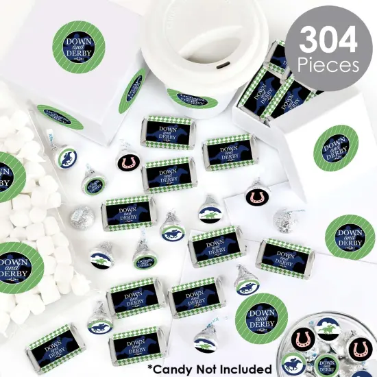 Big Dot of Happiness Kentucky Horse Derby - Mini Candy Bar Wrappers, Round Candy Stickers & Circle Stickers - Party Candy Favor Sticker Kit - 304 Pcs {3}