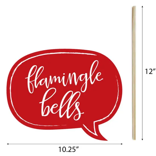 Big Dot of Happiness Flamingle Bells - Tropical Flamingo Christmas Party Photo Booth Props Kit - 20 Count {7}