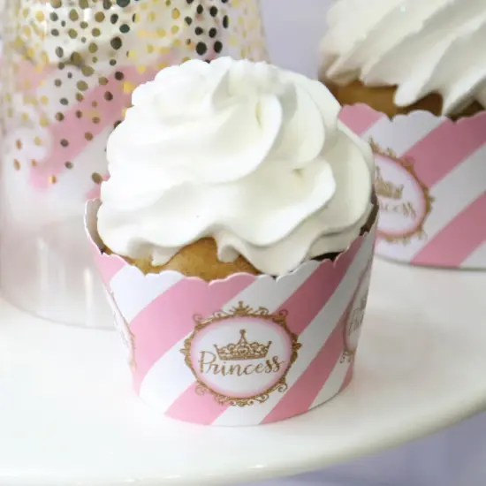 Big Dot of Happiness Little Princess Crown - Pink and Gold Princess Baby Shower or Birthday Party Decorations - Party Cupcake Wrappers - Set of 12 {6}