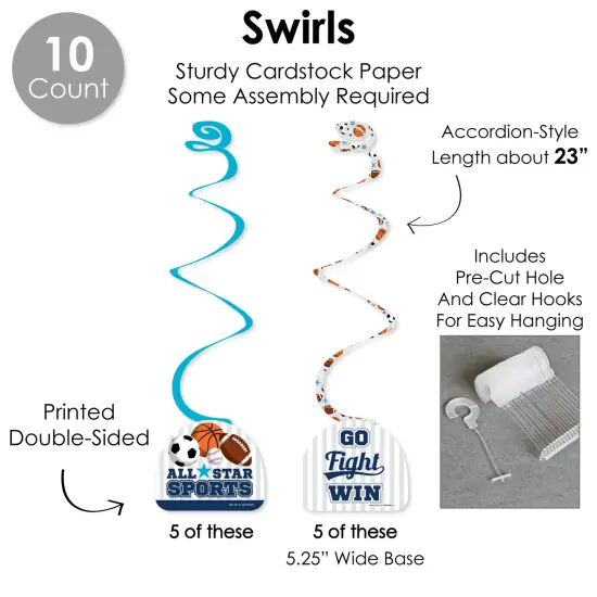 Big Dot of Happiness Go, Fight, Win - Sports - Baby Shower or Birthday Party Supplies Decoration Kit - Decor Galore Party Pack - 51 Pieces {6}