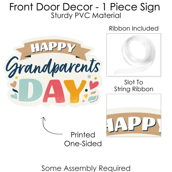 Big Dot of Happiness Happy Grandparents Day - Hanging Porch Grandma & Grandpa Party Outdoor Decorations - Front Door Decor - 1 Piece Sign {6}