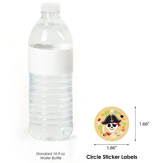 Big Dot of Happiness Pirate Ship Adventures - Skull Birthday Party Circle Sticker Labels - 24 Count {4}