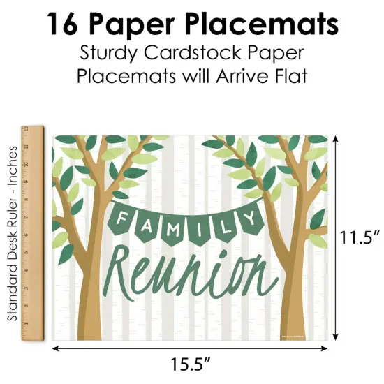 Big Dot of Happiness Family Tree Reunion - Party Table Decorations - Family Gathering Party Placemats - Set of 16 {6}