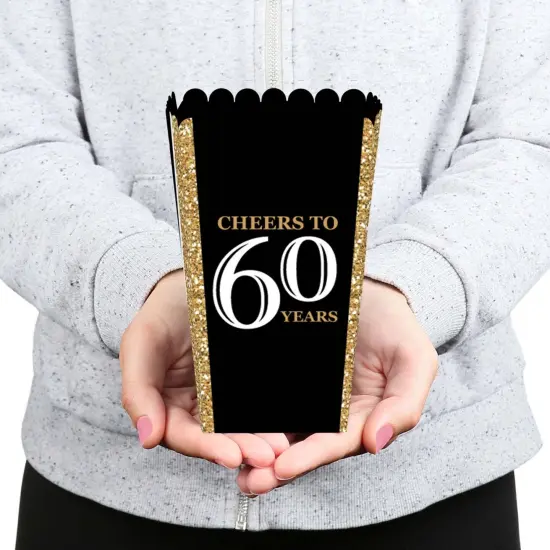 Big Dot of Happiness Adult 60th Birthday - Gold - Birthday Party Favor Popcorn Treat Boxes - Set of 12 {6}