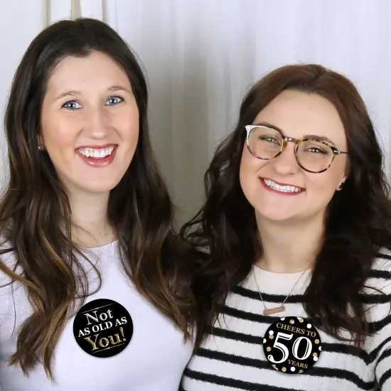 Big Dot of Happiness Adult 50th Birthday - Gold - 3 inch Birthday Party Badge - Pinback Buttons - Set of 8 {6}
