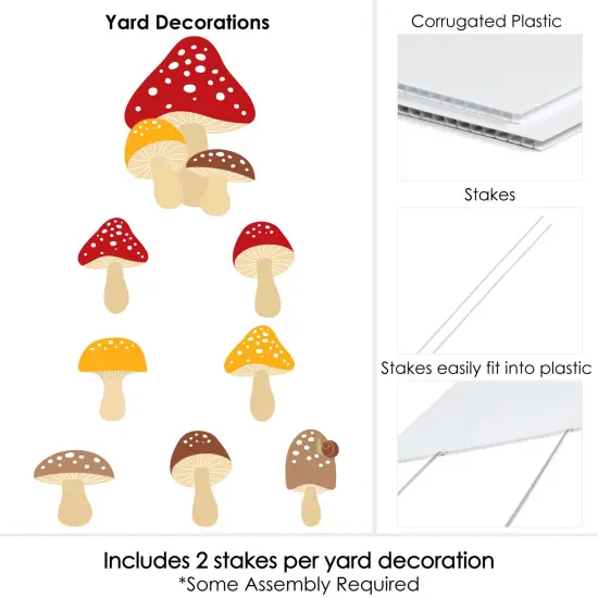 Big Dot of Happiness Wild Mushrooms - Yard Sign and Outdoor Lawn Decorations - Red Toadstool Decor and Party Yard Signs - Set of 8 {6}