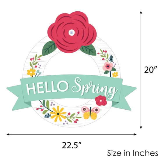Big Dot of Happiness Hello Spring - Outdoor Floral Decor - Front Door Wreath {6}