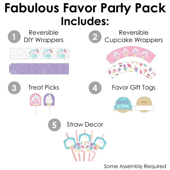 Big Dot of Happiness Scoop Up The Fun - Ice Cream - Sprinkles Party Favors and Cupcake Kit - Fabulous Favor Party Pack - 100 Pieces {3}