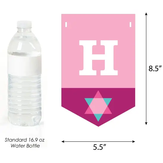 Big Dot of Happiness Pink Bat Mitzvah - Girl Party Bunting Banner - Party Decorations - Happy Bat Mitzvah {4}