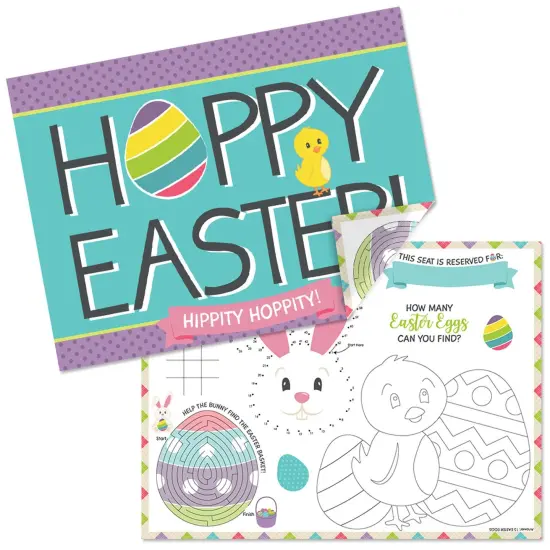 Big Dot of Happiness Hippity Hoppity - Paper Easter Bunny Party Coloring Sheets - Activity Placemats - Set of 16 {1}