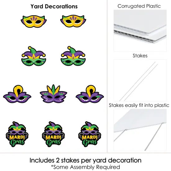 Big Dot of Happiness Colorful Mardi Gras Mask - Lawn Decorations - Outdoor Masquerade Party Yard Decorations - 10 Piece {7}