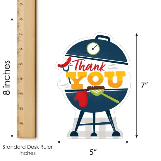 Big Dot of Happiness Fire Up the Grill - Shaped Thank You Cards - Summer BBQ Picnic Party Thank You Note Cards with Envelopes - Set of 12 {7}