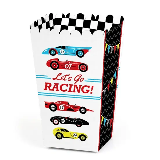 Big Dot of Happiness Let's Go Racing - Racecar - Baby Shower or Race Car Birthday Party Favor Popcorn Treat Boxes - Set of 12 {1}
