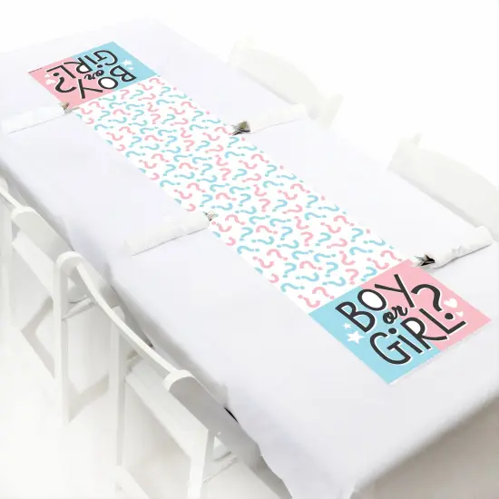 Big Dot of Happiness Baby Gender Reveal - Petite Team Boy or Girl Party Paper Table Runner - 12 x 60 inches {1}