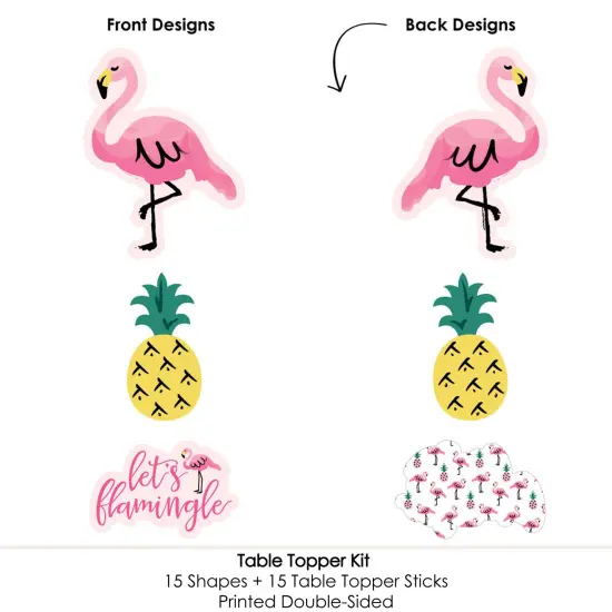 Big Dot of Happiness Pink Flamingo - Party Like A Pineapple - Tropical Summer Party Centerpiece Sticks - Table Toppers - Set of 15 {6}