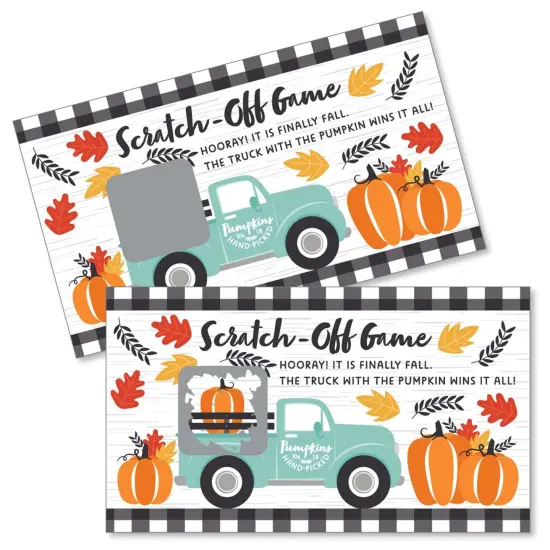 Big Dot of Happiness Happy Fall Truck - Harvest Pumpkin Party Game Scratch Off Cards - 22 Count {1}