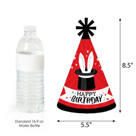 Big Dot of Happiness Ta-Da, Magic Show - Cone Happy Birthday Party Hats for Kids and Adults - Set of 8 (Standard Size) {4}