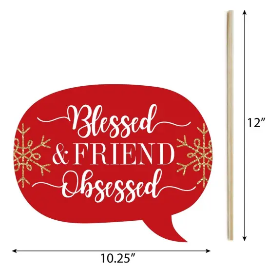Big Dot of Happiness Funny Red and Gold Friendsmas - Friends Christmas Party Photo Booth Props Kit - 10 Piece {6}