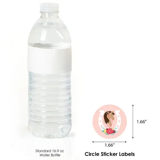 Big Dot of Happiness Run Wild Horses - Pony Birthday Party Circle Sticker Labels - 24 Count {4}