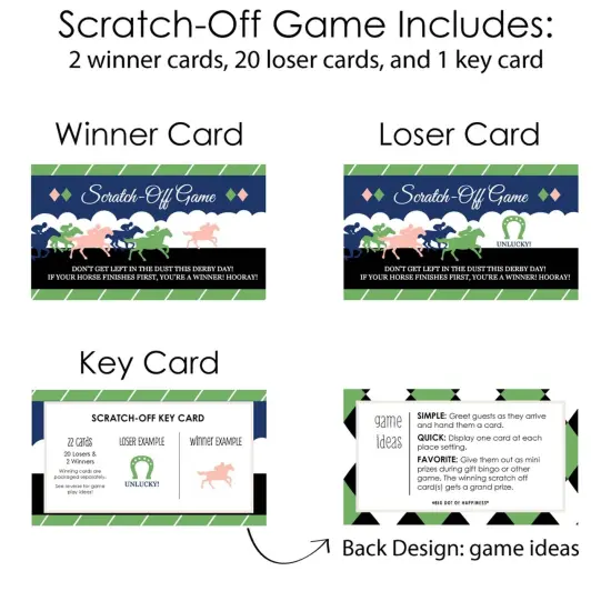 Big Dot of Happiness Kentucky Horse Derby - Horse Race Party Game Scratch Off Cards - 22 Count {7}