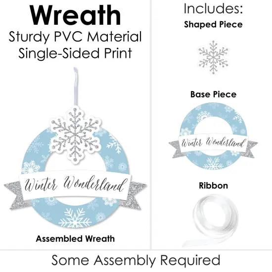 Big Dot of Happiness Winter Wonderland - Outdoor Snowflake Holiday Party and Winter Wedding Decor - Front Door Wreath {4}