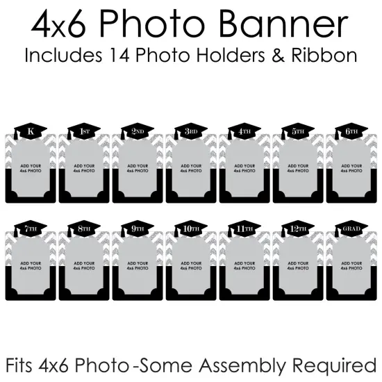 Big Dot of Happiness Tassel Worth The Hassle - Silver - DIY Graduation Party Decor - K-12 School Picture Display - Photo Banner {6}