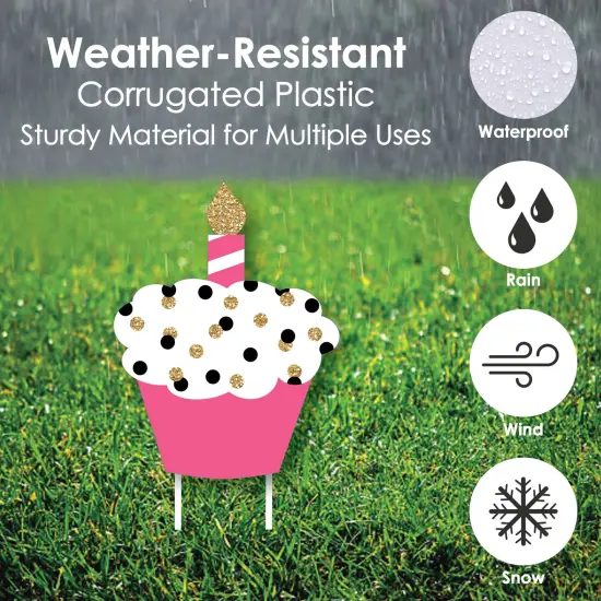 Big Dot of Happiness Chic Happy Birthday - Pink, Black and Gold - Yard Sign and Outdoor Lawn Decorations - Happy Birthday Party Yard Signs - Set of 8 {4}