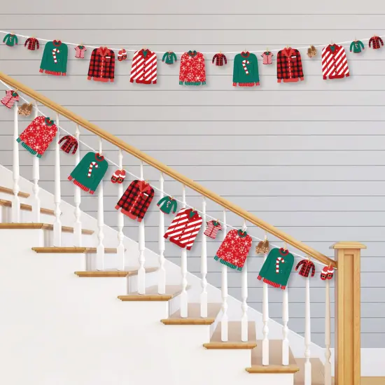 Big Dot of Happiness Christmas Pajamas - Holiday Plaid PJ Party DIY Decorations - Clothespin Garland Banner - 44 Pieces {3}